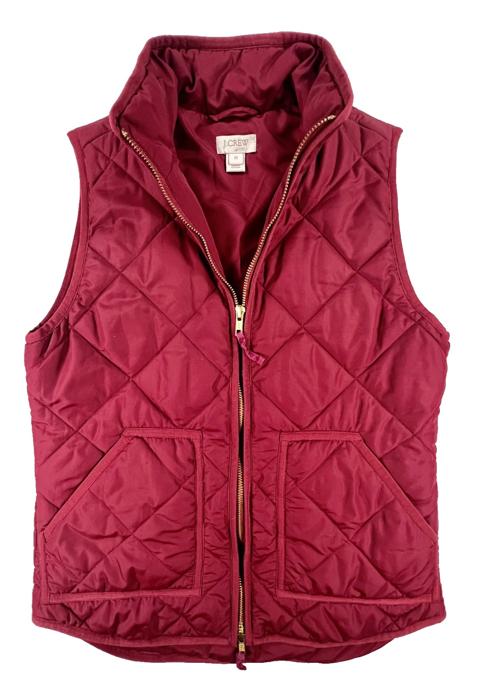 J Crew Quilted Puffer Vest in Burgundy Red / Maroon (Women's XS)